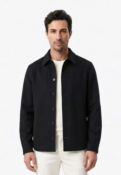 Fendi Double-faced Wool-silk Overshirt In Black