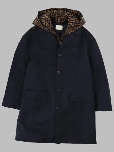 Fendi Double-front Cotton-polyamide Trench Coat In Blue