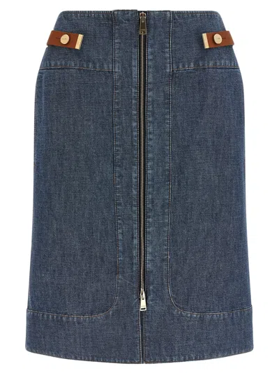 Fendi Double-zip Denim Skirt