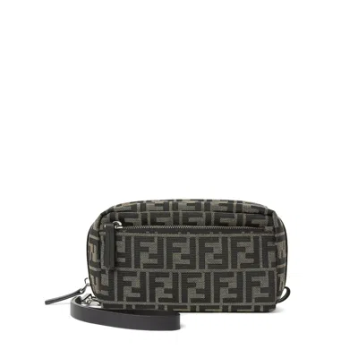 Fendi Double-zip Toiletry Case Small In Black