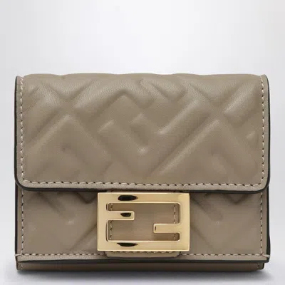 Fendi Dove Coloured Micro Trifold Baguette Wallet Women In Pattern