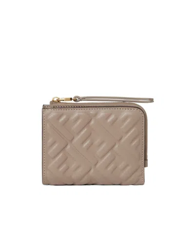 Fendi Dove Gray Nappa Leather Wallet With Ff Motif In Neutral