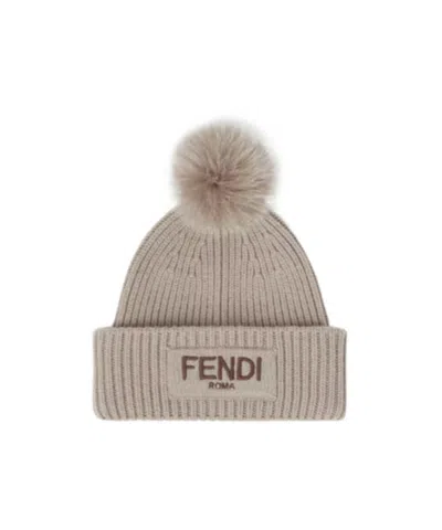 Fendi Beanie Pon Pon Accessories In Brown