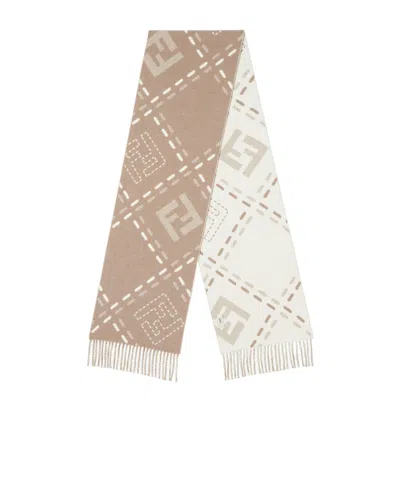 Fendi Dove Gray Wool Scarf In Brown