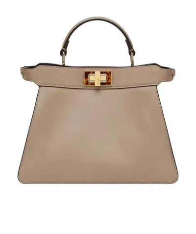 Fendi Dove Grey Leather Bag In Neutral