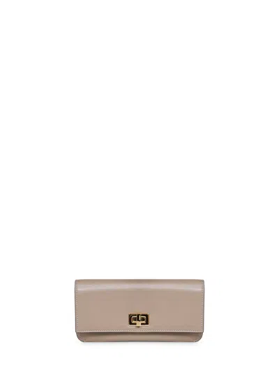 Fendi Dove Grey Leather  Way Continental Wallet