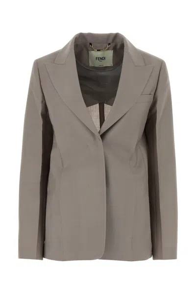 FENDI DOVE GREY MOHAIR BLEND BLAZER