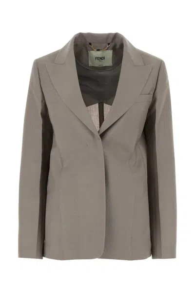 FENDI FENDI DOVE GREY MOHAIR BLEND BLAZER