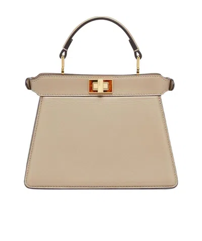 Fendi Dove Grey Padded Nappa Leather Bag In Brown