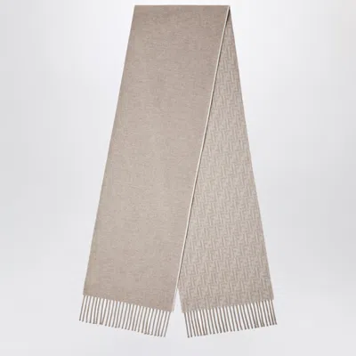 Fendi Dove Grey Wool & Cashmere Ff Scarf In Neutral