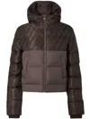 Fendi Women Brown Down Jacket With Drawstring Hood And Ff Motif In Tech Fabric Woman In Brown