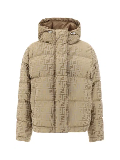 Fendi Cotton Padded Jacket Drawstring In Portabella