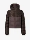 Fendi Women Brown Down Jacket With Drawstring Hood And Ff Motif In Tech Fabric Woman In Brown