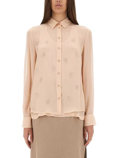 FENDI FENDI EMBROIDERED GEORGETTE TOP