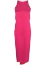 Fendi Drape-detailing Silk Midi Dress In Pink