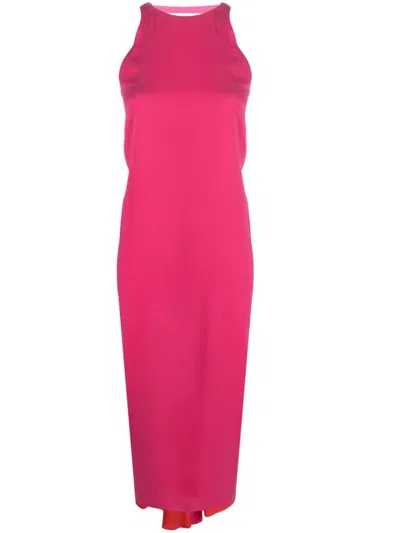FENDI DRAPE-DETAILING SILK MIDI DRESS