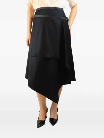Pre-owned Fendi Draped Asymmetric Midi Skirt In Blue