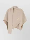 Fendi Draped Cashmere Poncho Ribbed Hem
