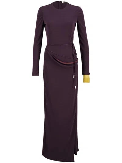Fendi Draped Crepe Dress In Purple