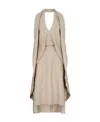 Fendi Wool Dress With Back Logoed Ribbon In Nude