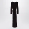 Fendi Draped Long Dress In Dark Purple Jersey In Gray
