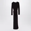 Fendi Draped Long Dress In Dark Purple Jersey In Gray
