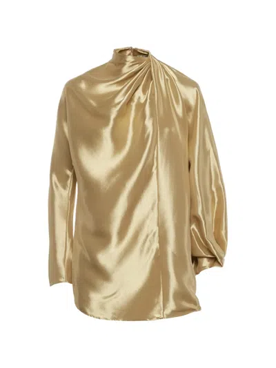 Pre-owned Fendi Draped Zipped Top In Gold