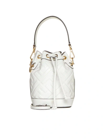 Fendi Drawstring Bucket Bag In White