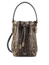 Fendi Drawstring-closure Leopard-print Bucket Bag In Brown