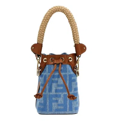 Fendi Drawstring Cross Body Bucket Bag In Blue