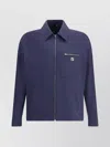 Fendi Men Cotton Jacket With Ff Detail In Blue