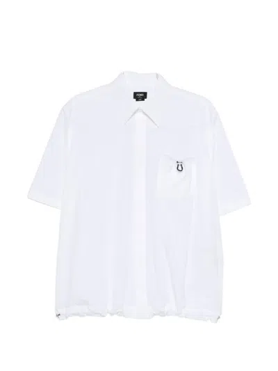 Fendi Drawstring Logo Shirt In White