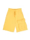 Fendi Drawstring-waist Cotton Shorts In Yellow