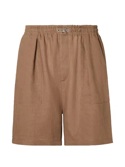 Fendi Beach Shorts Featuring Side And Back Pockets In Brown
