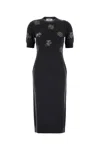 Fendi Wool Dress With Embroidered Ribbed Hem And Short Sleeves