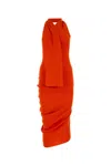 Fendi Orange Cotton Blend Dress In Red