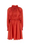 Fendi Mini Silk Dress Elastic Waistband In Pink