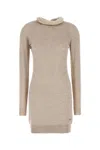 Fendi Cappuccino Wool Blend Mini Dress In Beige O Tan