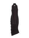 Fendi Halter Neckline Cotton Blend Dress In Black