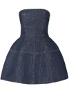 Fendi Strapless Denim Dress Structured Silhouette In Blue