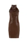 Fendi Sequin-embellished Wool Mini Dress In Brown