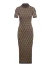 Fendi Fitted Midi Dress In Brown