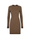 Fendi Ff Monogram Mini Dress In Brown