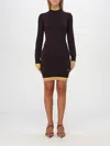 Fendi Mini Wool Dress With Contrasting Details In Weinrot