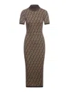 Fendi Fitted Midi Dress In Gge Tobacco