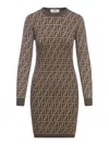 Fendi Ff Monogram Mini Dress In Gge Tobacco