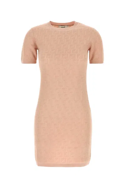 Fendi Dress Lace Ff Knit In Brown