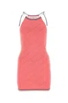 Fendi Textured Mini Dress With Adjustable Straps And Subtle Hemline In Pink