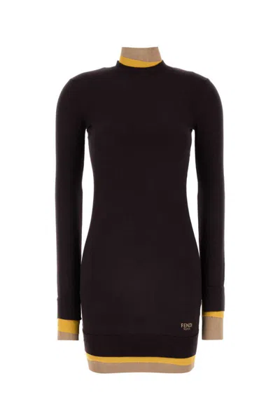 Fendi Women Plum Wool Blend Dress In Purple