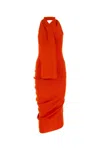Fendi Halterneck Asymmetric Midi Dress In Red
